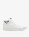 PRADA Cassetta Wheel recycled-nylon gabardine high-top trainers,R03661408