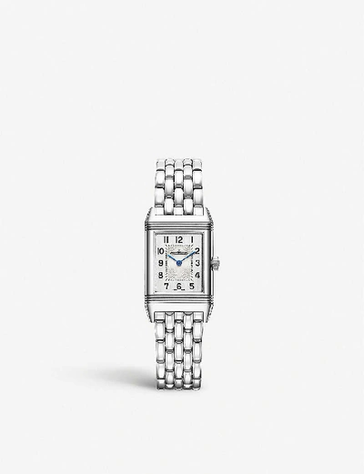 Jaeger-lecoultre Reverso One Duetto 40mm X 20mm Stainless Steel Diamond Watch In Silver