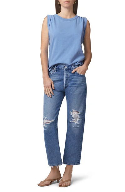 Citizens Of Humanity Distressed-effect Mid-rise Cropped Jeans In Blue