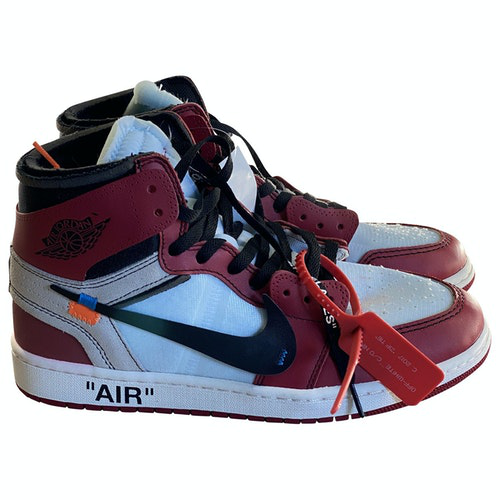 Pre-Owned Nike X Off-white Air Jordan 1 Red Leather Trainers | ModeSens