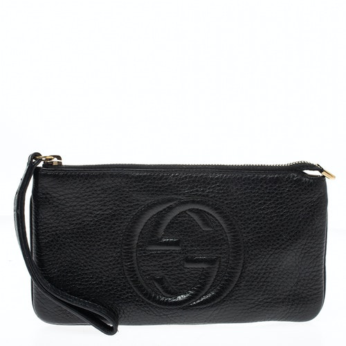 Pre-Owned Gucci Soho Black Leather Clutch Bag | ModeSens