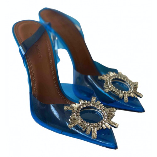 amina muaddi blue heel
