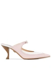 THOM BROWNE BROGUED BOW PUMPS WITH 75MM CURVED HEEL IN SOFT CALF