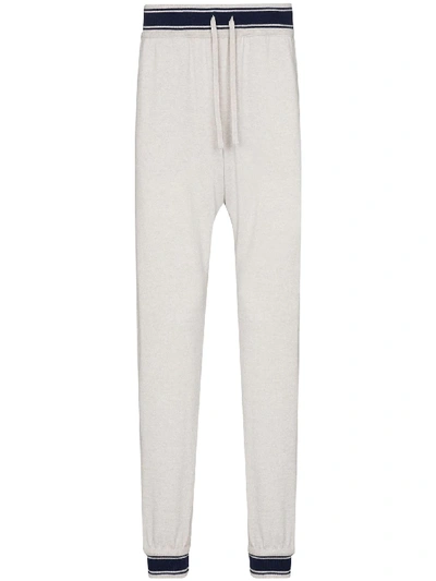 Kiton Tapered Contrast-tipped Cashmere Sweatpants In Grey