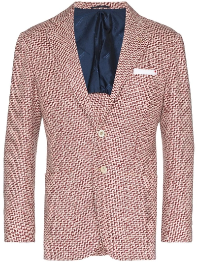 Kiton Single-breasted Cashmere Blazer In Red