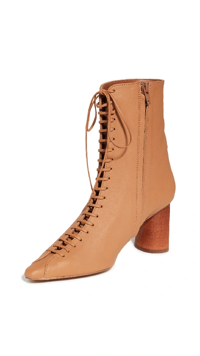 Rejina Pyo 60mm Peyton Boots In Leather Cinnamon