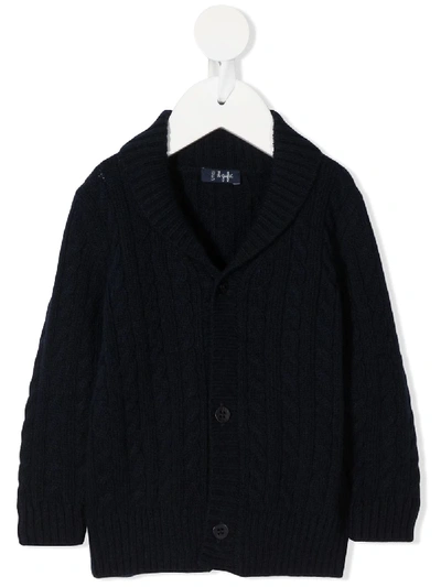Il Gufo Babies' Cable-knit V-neck Cardigan In Blue