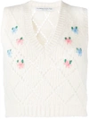 ALESSANDRA RICH FLORAL EMBROIDERED VEST