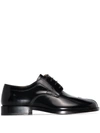 Maison Margiela Black Leather Tabi Lace-up Shoes In Black