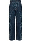 AHLUWALIA WAVE-PRINT STRAIGHT-LEG JEANS