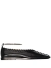 Jil Sander Black Whipstitch Anklet Ballerina Flats In Black