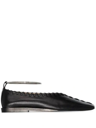 Jil Sander Ring Whipstitch-trimmed Leather Ballet Flats In Multi