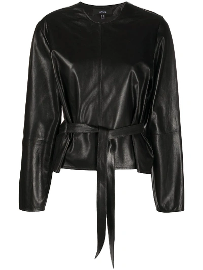 Arma Belted Leather Jacket In Black