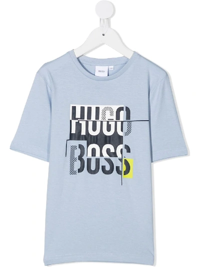 Hugo Boss Kids' Graphic Logo T-shirt In Blue