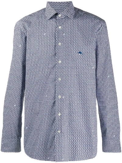 Etro Chain Print Button-up Shirt In Blue