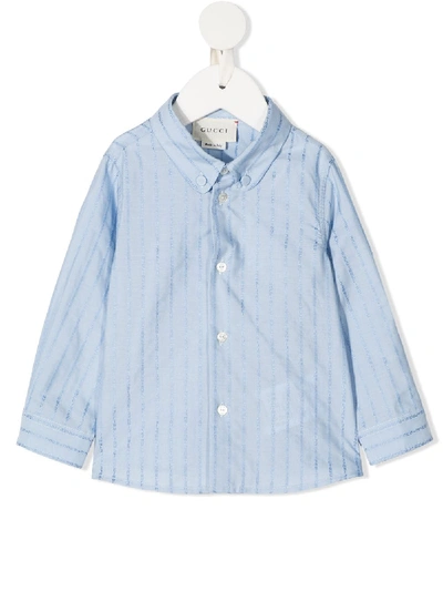 Gucci Babies' Logo Fil Coupé Shirt In Blue