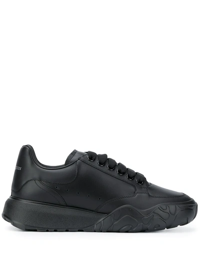 Alexander Mcqueen 45mm Court Trainer Leather Sneakers In Black
