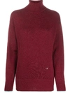 Victoria Beckham Poloneck Stretch-cashmere Knit Sweater In Red