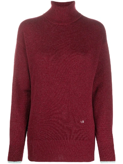 Victoria Beckham Poloneck Stretch-cashmere Knit Sweater In Red