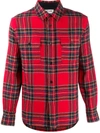 SAINT LAURENT CHECKED LOGO EMBROIDERED SHIRT