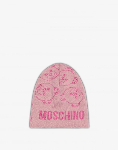 Moschino Teddy Bear All Over Hat In Pink