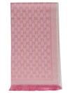 Gucci Wool Gg Jacquard Scarf In Pink & Purple