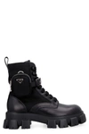Prada Cai Xukun Also Decorates Small Bags Of Military Style Boots With Ankle Wrapping. In Black