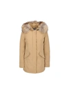 Woolrich Keystone Hooded Down Parka With Genuine Fox Fur Trim In Gold Khaki