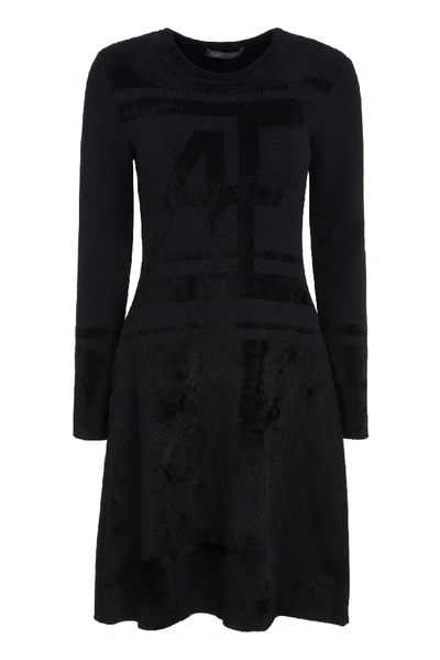 Alberta Ferretti Knit And Velvet Dress In Black