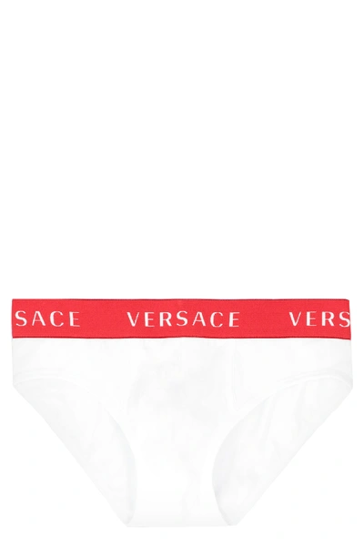 Versace Cotton Panties With Elastic Band In White