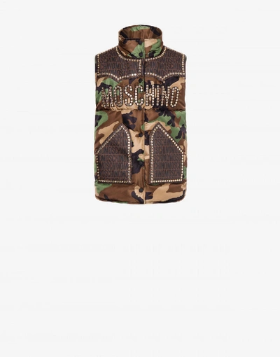 Moschino Padded Waistcoat Lost & Found In Brown