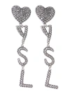 SAINT LAURENT PENDANT EARRINGS WITH HEARTS AND LOGO,190789