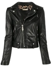 Philipp Plein Zipped Biker Jacket In Black