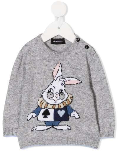 Monnalisa Babies' The White Rabbit Jumper In Grey