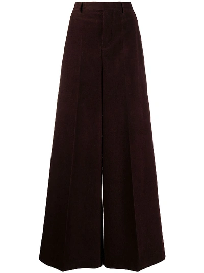 Rick Owens High-waisted Corduroy Flare Trousers In Purple