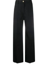 Patou Wide Leg High Waist Trousers With Belt Loops In Black