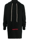 Rick Owens Drkshdw Text-print Cotton Hoodie In Black