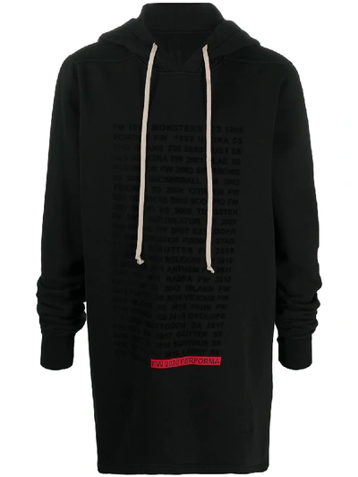 Rick Owens Drkshdw Text-print Cotton Hoodie In Black