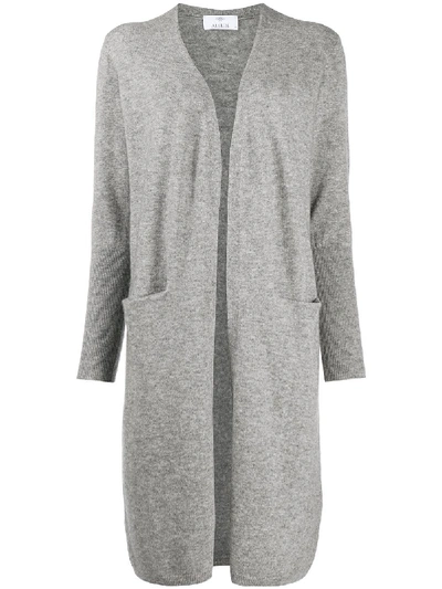 Allude Long-line Pocket Cardigan In Grey