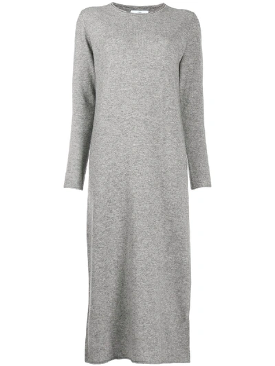 Allude Wool-blend Knitted Dress In Grey