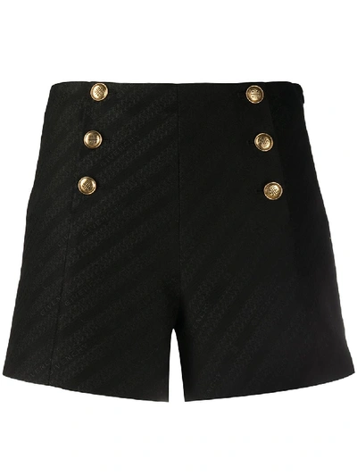 Givenchy Button-front Logo-jacquard Cotton-blend Shorts In Black