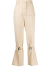 Victoria Beckham Knee-strap Flared Trousers In Neutrals