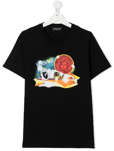 Young Versace Teen Graphic-print Crew Neck T-shirt In Black