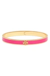 Tory Burch Kira Enamel Hinge Bracelet In Tory Gold / Crazy Pink