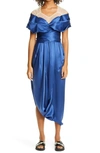 SIMONE ROCHA ASYMMETRICAL DRAPE SILK DRESS,7005 0318