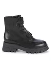 Ash Lynch Lug-sole Leather & Calf Hair Combat Boots In Black