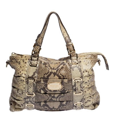 Pre-owned Michael Kors Beige Python Effect Leather Satchel