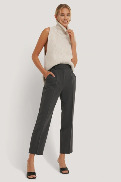 Na-kd Reborn High Rise Cropped Suit Trousers - Grey In Dark Grey