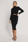 TRENDYOL DETAILED TOP-SKIRT KNIT SET - BLACK