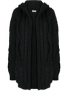 SAINT LAURENT CHUNKY KNIT HOODED CARDIGAN